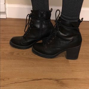 Black lace up booties